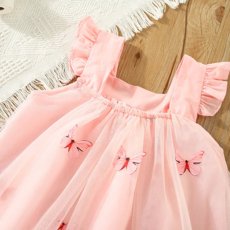 Baby Girls Cute Butterfly Decor Ruffle Trim Mesh Dress Clothes For Summer 468 sold, by