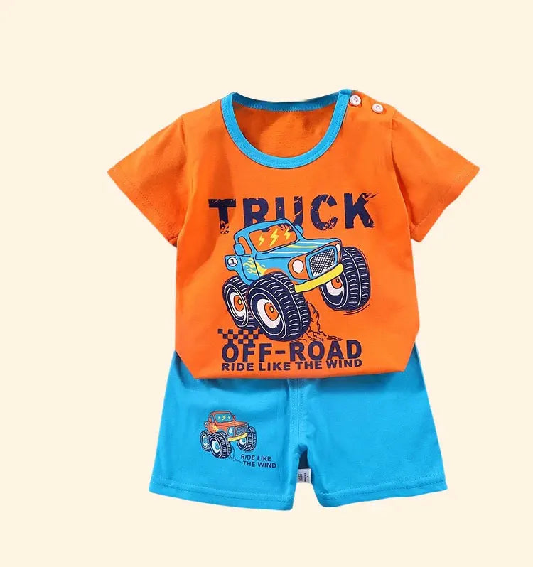 Fashion Kids Clothes Boys Girls Sets Top Shorts 2PCS 100% Cotton Soft Summer Children Baby Cloths T-shirt Shorts Toddler Suit