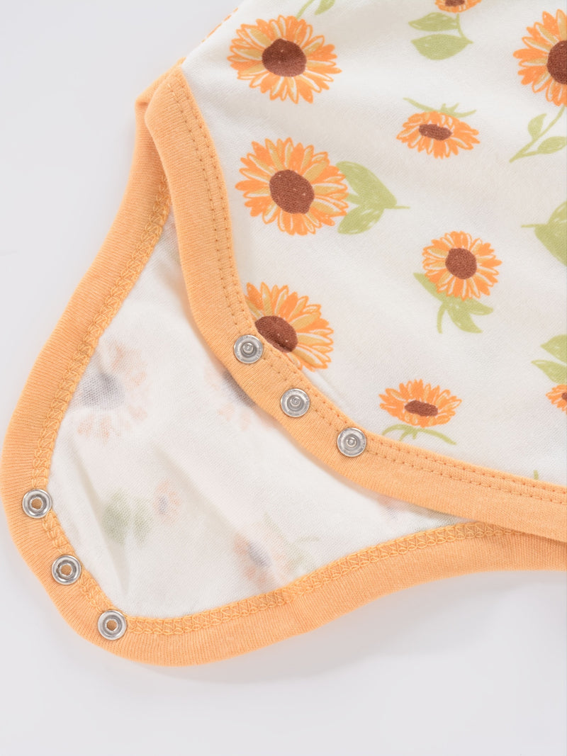 4PCS Newborn Infant Romper Short Sleeve Round Neck Cartoon Animal Flowers Print Bodysuit Onesies For Baby Boys And Girls Clothes