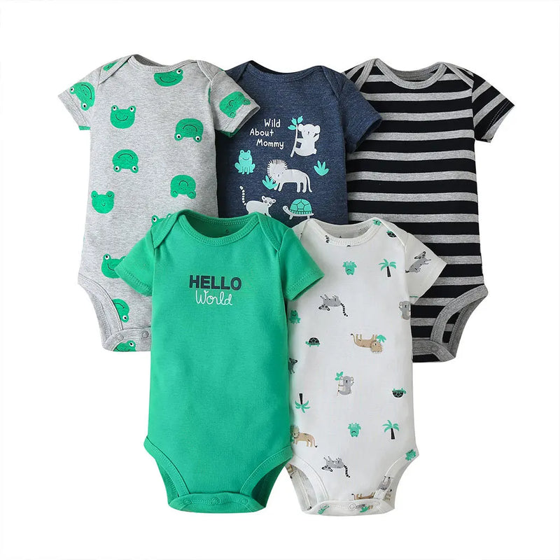 5PCS/Lot Baby Boys Girls Bodysuits 100% Cotton Short Sleeves Kids Clothes 6-24 Month Newborn Baby Clothing bebe Jumpsuit