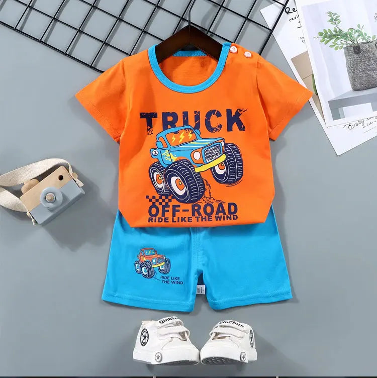 Fashion Kids Clothes Boys Girls Sets Top Shorts 2PCS 100% Cotton Soft Summer Children Baby Cloths T-shirt Shorts Toddler Suit