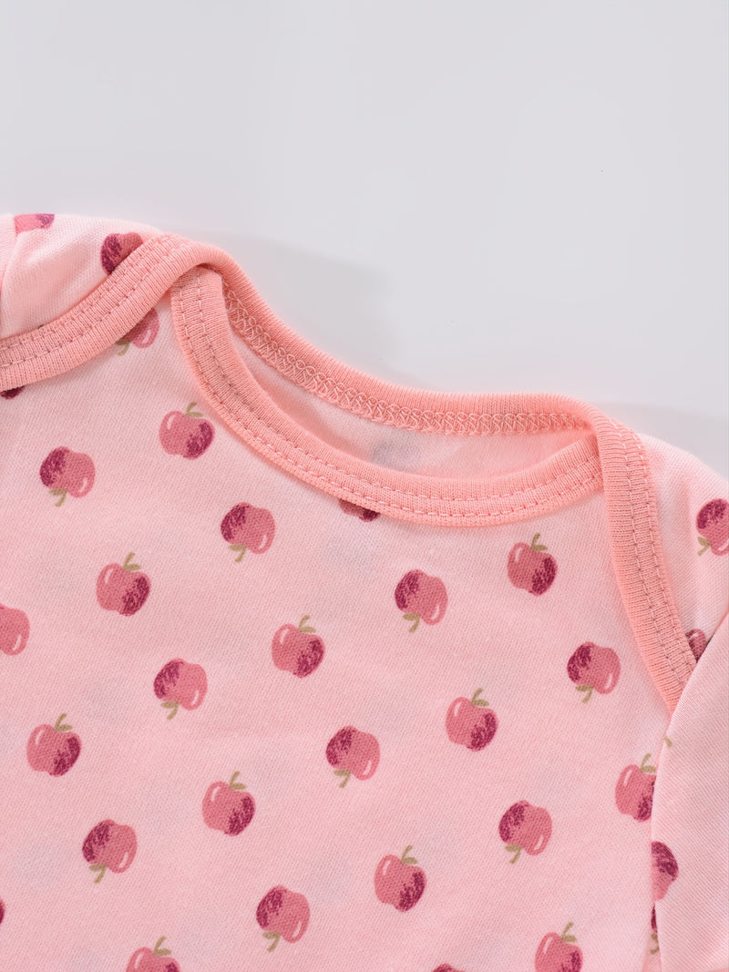 4PCS Newborn Infant Romper Short Sleeve Round Neck Cartoon Animal Flowers Print Bodysuit Onesies For Baby Boys And Girls Clothes