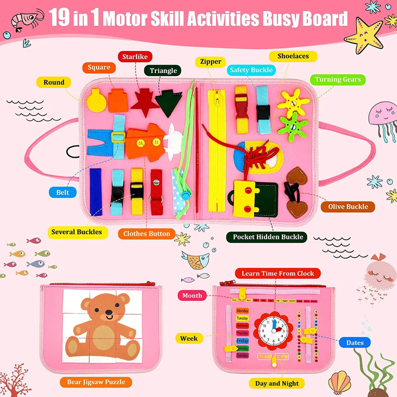 Toddler Montessori Busy Board for Ages 1-3 Busy Sensory Educational Toys Travel Toys