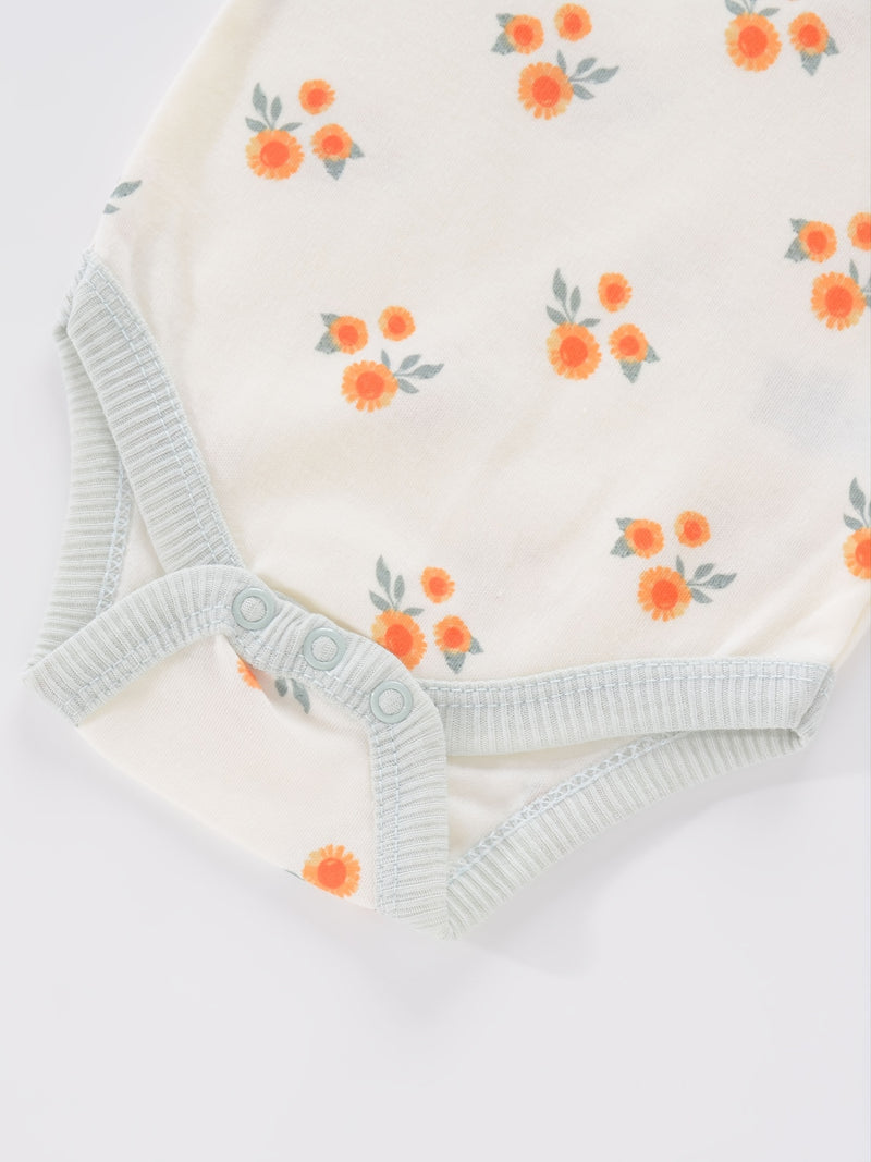 4PCS Newborn Infant Romper Short Sleeve Round Neck Cartoon Animal Flowers Print Bodysuit Onesies For Baby Boys And Girls Clothes