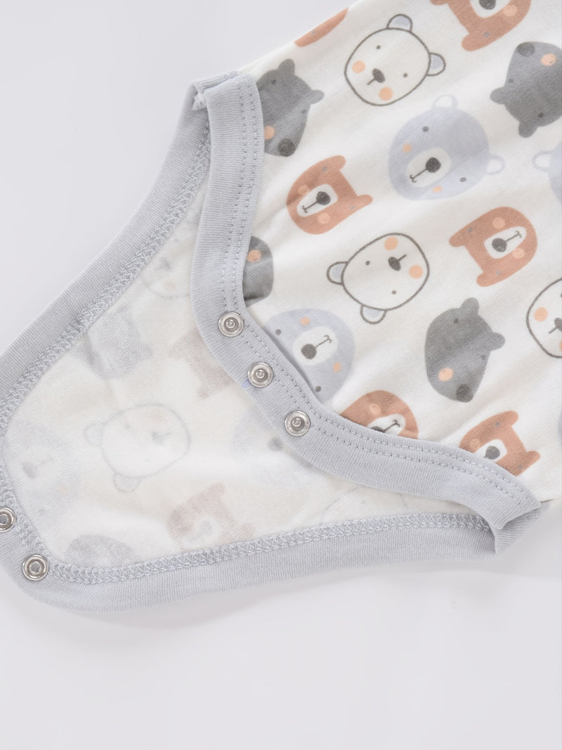 4PCS Newborn Infant Romper Short Sleeve Round Neck Cartoon Animal Flowers Print Bodysuit Onesies For Baby Boys And Girls Clothes