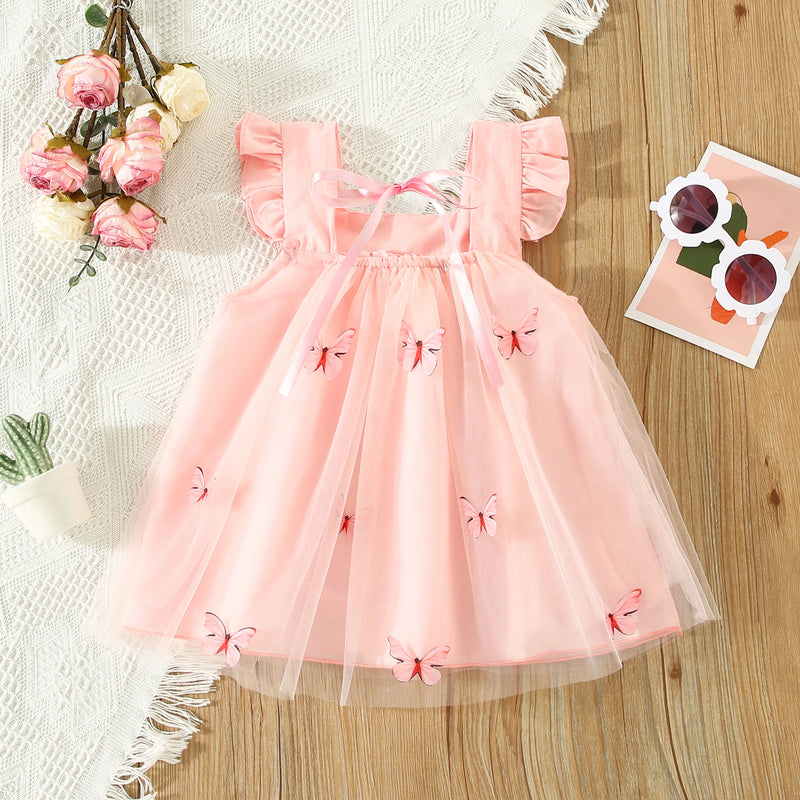 Baby Girls Cute Butterfly Decor Ruffle Trim Mesh Dress Clothes For Summer 468 sold, by