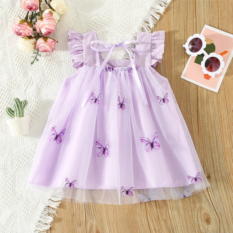 Baby Girls Cute Butterfly Decor Ruffle Trim Mesh Dress Clothes For Summer 468 sold, by