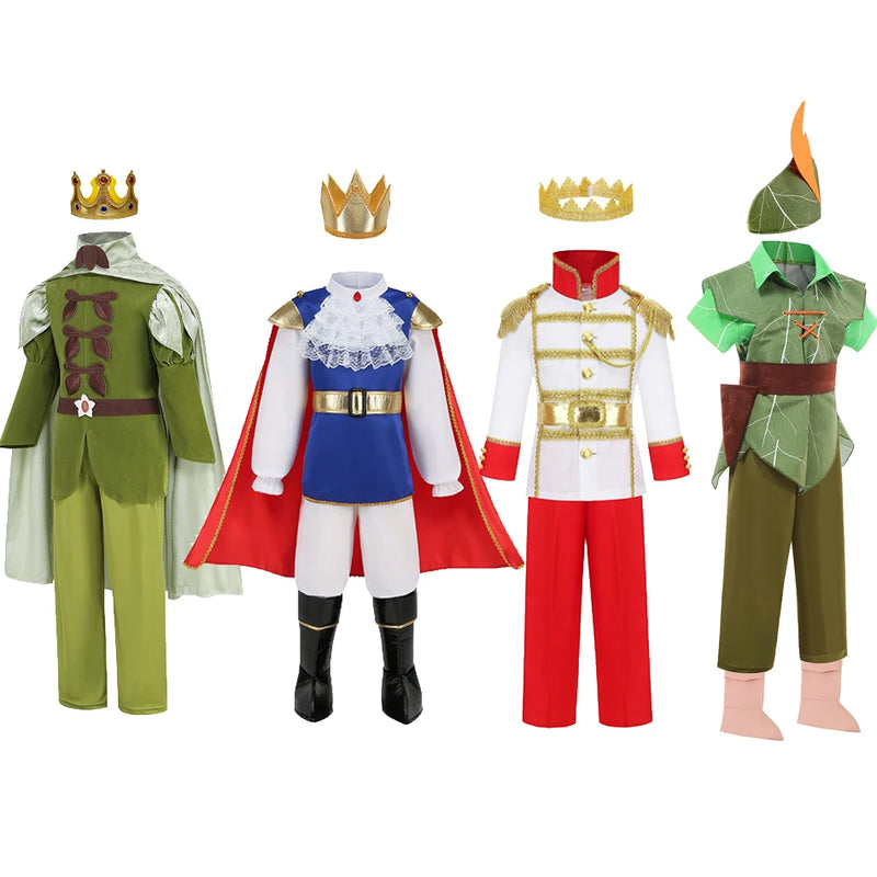 Boys Prince Cosplay Suits Prince Charming Kids Florian Role Playing Clothes Children Peter Pan Costume Naveen Dress Up Outfits