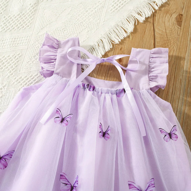 Baby Girls Cute Butterfly Decor Ruffle Trim Mesh Dress Clothes For Summer 468 sold, by