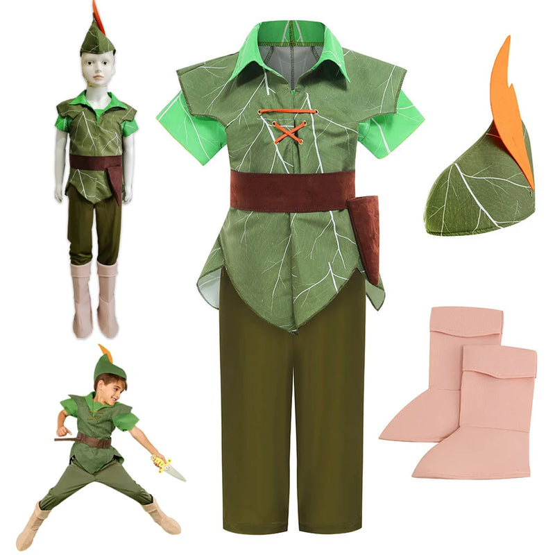 Halloween Party Cosplay Peter Pan Costume Children Kids Cartoon Movie Costume Baby Boys Tinker Bell Girls Carnival Costume 3-11Y