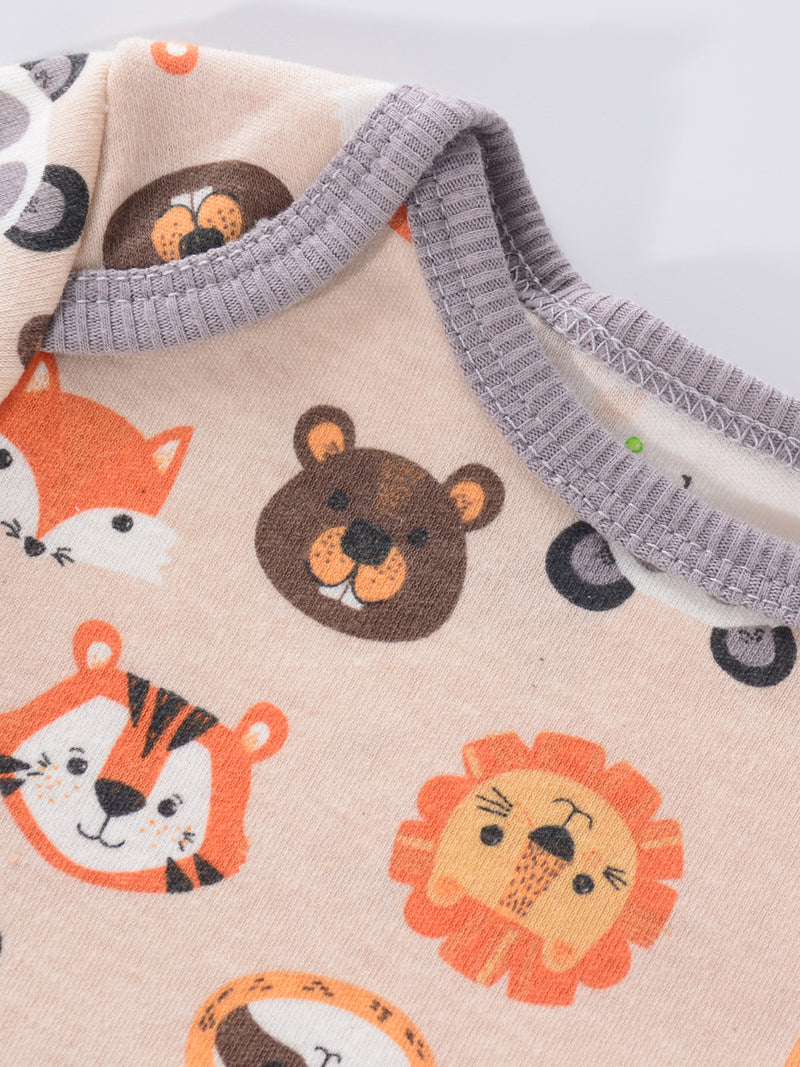 4PCS Newborn Infant Romper Short Sleeve Round Neck Cartoon Animal Flowers Print Bodysuit Onesies For Baby Boys And Girls Clothes