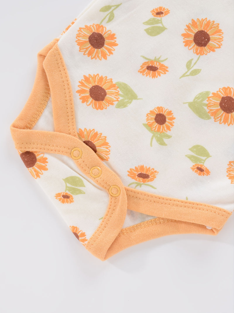 4PCS Newborn Infant Romper Short Sleeve Round Neck Cartoon Animal Flowers Print Bodysuit Onesies For Baby Boys And Girls Clothes