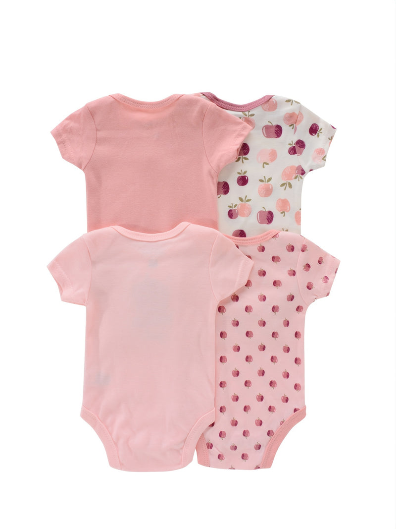 4PCS Newborn Infant Romper Short Sleeve Round Neck Cartoon Animal Flowers Print Bodysuit Onesies For Baby Boys And Girls Clothes