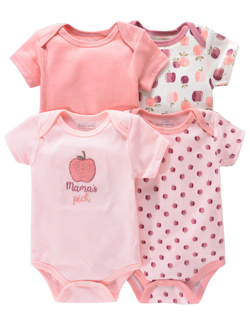 4PCS Newborn Infant Romper Short Sleeve Round Neck Cartoon Animal Flowers Print Bodysuit Onesies For Baby Boys And Girls Clothes