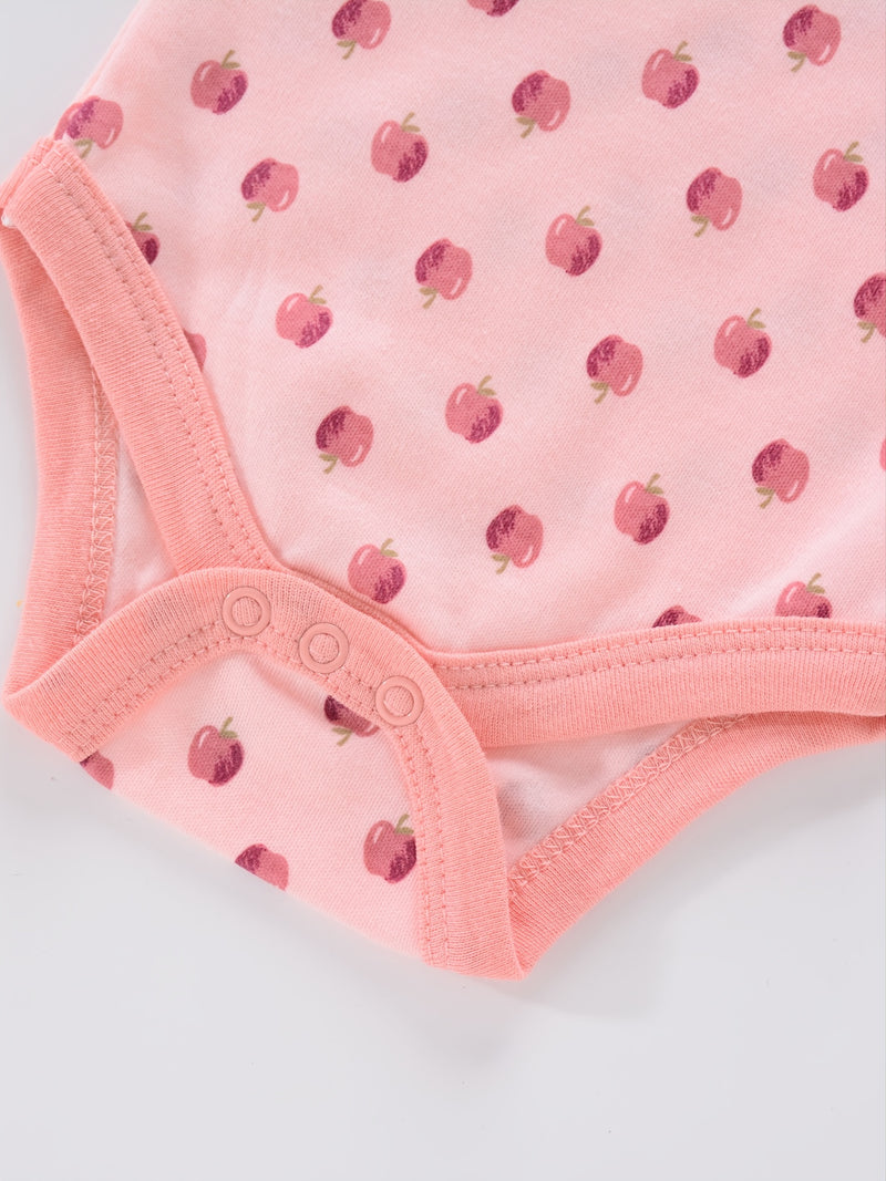 4PCS Newborn Infant Romper Short Sleeve Round Neck Cartoon Animal Flowers Print Bodysuit Onesies For Baby Boys And Girls Clothes